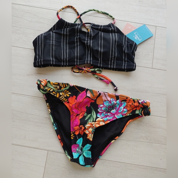 O'Neill NEW girls Tropical Keyhole Tankini Swimsuit Set - Picture 2 of 16